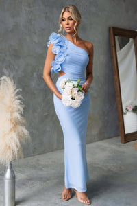 Fashionable Mesh Slim Fit Off Shoulder Mid Length Dress