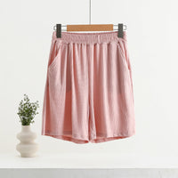 Pocket Shorts For Women, Summer Outerwear, High-waisted, Vertical Stripe Jacquard