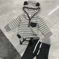Striped Hooded Long-sleeved Jumper With Trousers