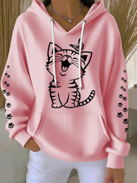 Women's 3D Printed Casual Waffle Hoodie