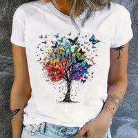 Printed Round Neck Short Sleeve Top