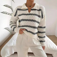 Autumn And Winter Classic Striped Loose Casual Sweater Top