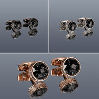 Men's Cufflinks Stylish Round Gray Silver Rose Gold
