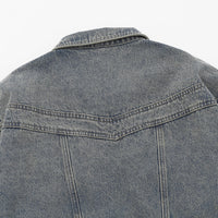 Retro Workwear Pocket Zipper Denim Clothes Jacket Spring And Autumn