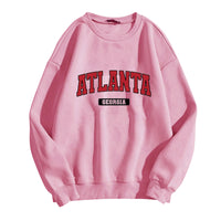 Women's Printed Round Neck Long Sleeve Baseball Uniform Loose Plus Size Fleece Lined Warm Top