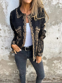 Lapel Variegated Metal Buckle Knitted Coat