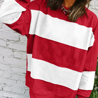Women's Casual Loose Knitted Color-block Crew Neck Sweater