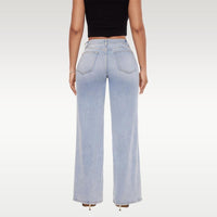 Mid-to-low-rise High-elasticity Soft Hip-lifting Wide-leg Straight Denim Jeans