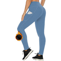 Women's Cropped High Waist Velvet Padded Thick Leggings Tight Sports Hip Raise Yoga Pants