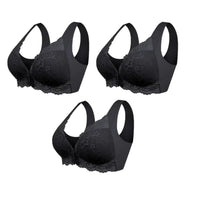 3-piece Front-closure Plus-size Lace Bralette Without Underwire
