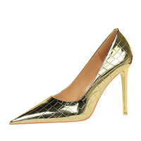 Super High Heel Metal Stone Pattern Retro
