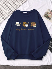 Three Mini Cat Animal Stay Home Sweater