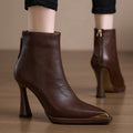 AutumnWinter Europe New Pointed Toe Chunky Heel Side Zip Boots For Women
