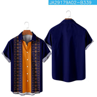 Summer Stripes Floral 3D Printed Short Sleeve Fashion Polo Collar Men's Pocket Shirt