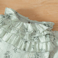 Girls' Small Floral Lotus Collar Long-sleeved Jumpsuit Plus Headscarf