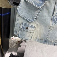 Retro Anti-exposure Workwear Multi-pocket Hip Skirt