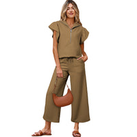 Women's Fashionable Trendy Ruffle Sleeve Two-Piece Set For Women