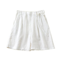 Solid Color Cotton Linen Elastic-waist Wide Leg Pants