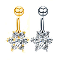 Stainless Steel Diamond Navel Ring Body Jewelry