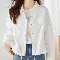 Retro Short Western Style Top Long Sleeve Tooling Casual Thin Coat