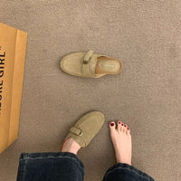 2026 Women's Slip-On Birkenstock Style Mules, French Retro Thick Sole Closed Toe Half Slippers, Casual Outdoor Shoes