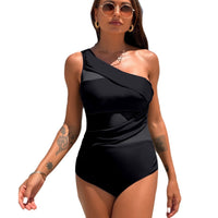 One Shoulder Sports Lace One-piece Swimsuit For Women