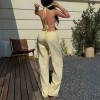 Vacation-style Tank Top And Casual Long Pants Set
