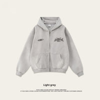 Retro Fashion Brand Dirty Dyed Distressed Oversize Loose Fleece Zipper Sweater