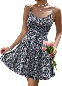 Strappy Floral Casual Pocket Holiday Dress