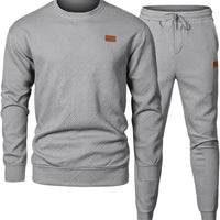 Round Neck Jacquard Sweater Set Men