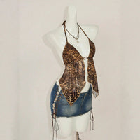 Sexy Printed Halter-Neck Fashionable Womens Top