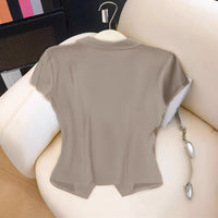 Elegant MinimalistSlim-fit Womens Top Short-sleeve Shirt