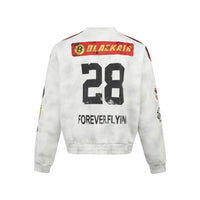 Washed Distressed Racing Special-interest Design Printed Heavy Top