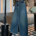 Plus Size Women's Denim Slit Sheath Skirt