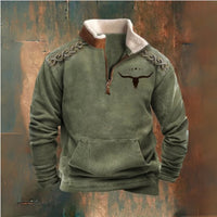 Zipper Sweater Men's Spring And Autumn Printed Turtleneck