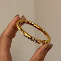 Best-selling Vintage High-end Glossy Inlaid Diamond Plain Circle Bracelet