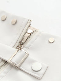 Zipper Split High Waist Mini Pleated Leather Skirt