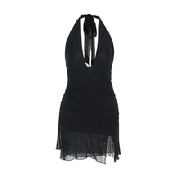 Sexy Chic Halter Bodycon Skirt Deep V-Neck Split Dress