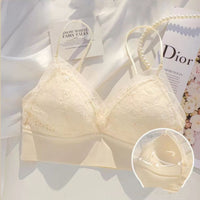 French Thin Belt Thin Underwear Women No Steel Ring Hole Cup Beautiful Back