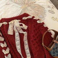 Red Sweater Animal Year Atmosphere Bow Design Sense