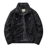 Autumn Thin Suede Jacket Men's Retro Tooling Polo Collar Top