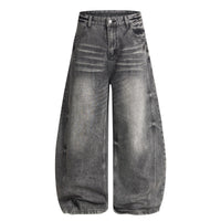 Loose Straight Washed Cat Beard Machete Jeans Men