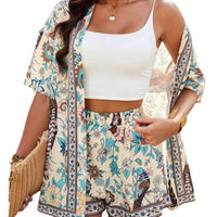 Casual Printed Top And Shorts Two-Piece Set For Women