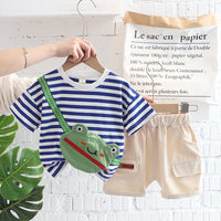 Boys And Girls Cartoon Round Neck Short Sleeve Suit