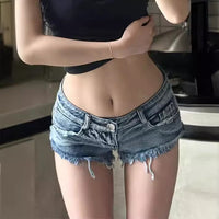 American Hot Girl Burrs Tassels Denim Shorts