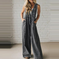 Womens Fashion Casual Loose Wide-leg Long Jumpsuit