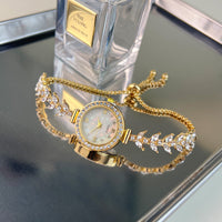 Affordable Luxury Diamond-embedded Free Adjustable Bracelet Quartz Watch