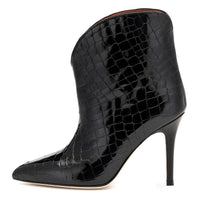 Women's Stiletto Heels With Stone-patterned Patent Leather Ankle Boots