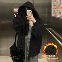 Women's Sweater Fleece Zipper Cardigan Hooded Coat