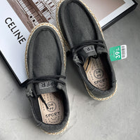 Summer Men's Trendy Flat Low-top Cloth Shoes Linen Fisherman Shoes Fashion